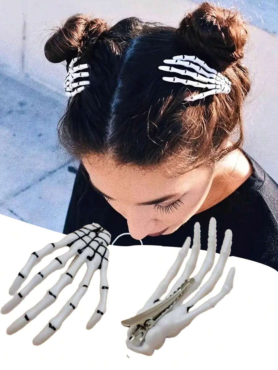 4/2 kẹp tóc tay hình bộ xương Halloween, kẹp tóc đội đầu sáng tạo vui nhộn phong cách Punk hình móng vuốt thây ma, phụ kiện tự làm, đồ trang trí tiệc hóa trang, quà tặng tiệc kinh dị, trang trí trong nhà/ngoài trời, quà tặng ngày lễ tình nhân, vật dụng tiệc Halloween - Nhiều màu - Xem 1