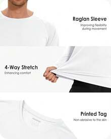 Boladeci Men's UPF 50 Sun Protection UV SPF Shirts Long Sleeve Lightweight Quick Dry Swim T-Shirts Rash Guard - أبيض - مشاهدة 5