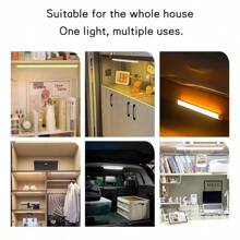 1pc LED Wireless Motion Sensor Cabinet Light, Magnetic USB Rechargeable Night Light (10/20/30/50cm) For Safe Lighting In Kitchen, Bedroom, Cabinet, Wardrobe, Stairs, Hallway, Daily(150-400mAh Battery)