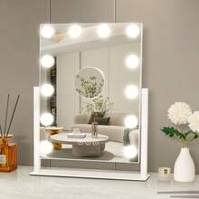Vanity Mirror With Lights, Lighted Makeup Mirror,12 Dimmable LED Lights Luxury Makeup Mirror Smart Touch Control, 3 Color Lighting Modes, Detachable 5X Magnification, 360°Rotation(White) - Đèn LED trắng 12 bóng có thể điều chỉnh độ sáng - Xem 1