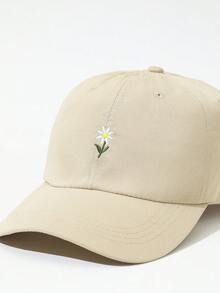 DareSee 1顶Y2K风格刺绣花朵棒球帽，适合日常通勤和户外活动，简约平沿遮阳帽，适合年轻时尚的成年人，休闲情人节、音乐节、Y2K节、返校季、秋冬季节礼物、音乐节 - 卡其色 - 查看 5