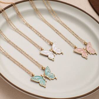 jugalstar 2pcs Drippy Butterfly Friendship Necklace Set