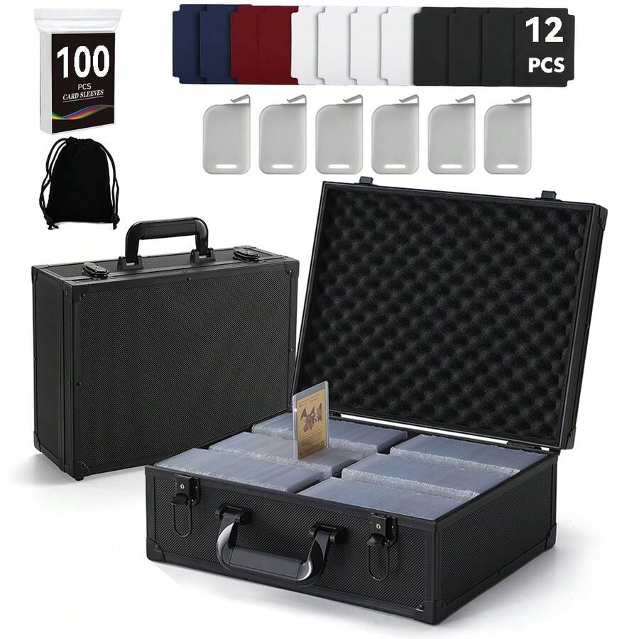 Leeora&Leekoo Estuche para cartas coleccionables (más de 1800) de San Valentín. Caja para guardar cartas coleccionables. Caja Commander con 10 separadores, 6 topes y 4 soportes. Ideal para portatarjetas magnético, cartas de carga superior, cartas de MTG, TCG y deportivas. - Negro - Ver 1
