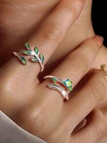 Sterling Silver Wrap Ring Retro Leaf Design Suitable For Men And Women High Quality Adjustable Ring Gift For Family/ Friends/ Lover