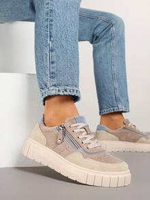 Zapatillas casuales de uso diario con cremallera decorativa - Albaricoque - Ver 2