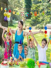 Sommerdekorationen zum Aufhängen, Holzornamente – 12 Stücke, hängende Ornamente für die Hawaii-Luau-Party für den Baum, tropische Dekorationen mit Schnur für Hawaii-Luau-Strandparty-Zubehör