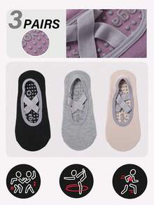 1 Pair/3 Pairs/5 Pairs/6 Pairs, Women's Thick Yoga Socks, Jump Exercise Indoor Non Slip Floor Socks - Multicolor - View 6