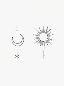 1pc Waterproof Temporary Tattoo Sticker, Beautiful Sun & Moon Design, Suitable For Fashion-Forward People