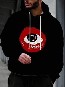 قطعة واحدة هودي قميص ثقيل بغرزة للرجال فضفاض عصري مريح، للخريف/الشتاء