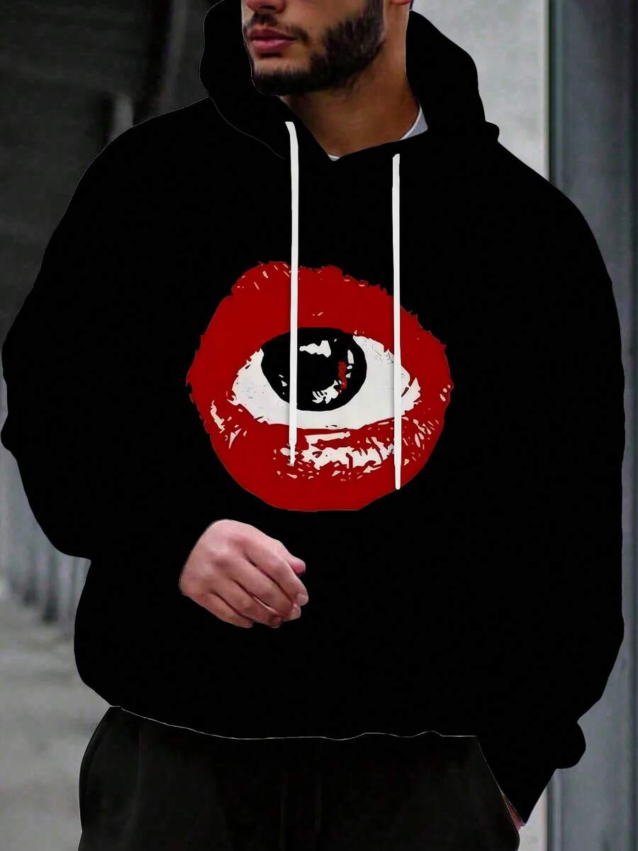 قطعة واحدة هودي قميص ثقيل بغرزة للرجال فضفاض عصري مريح، للخريف/الشتاء