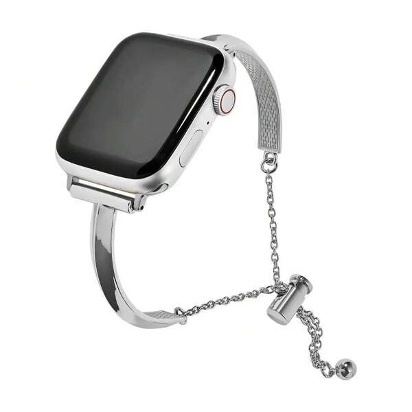 1pc Women Stainless Steel Replacement Watch Band Compatible With Apple Watch 38mm 40mm 41mm 42mm 44mm 45mm 46mm 49mm, Fits Apple Watch SE Series 1-10, Slim Versatile Bangle Bracelet For Men/Women