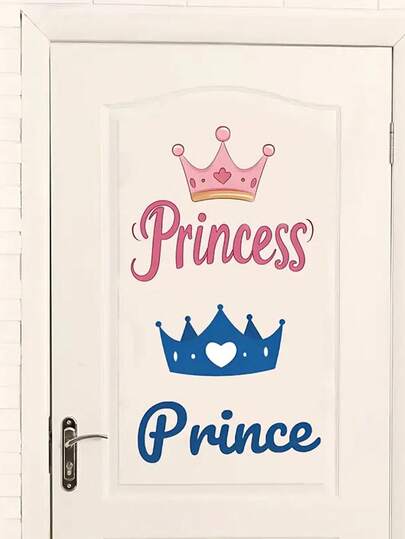 1 件儿童房皇冠墙贴，卡通门贴花贴纸，适合男孩女孩卧室墙壁装饰