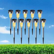 12 - Piece Set Of Outdoor Solar - Powered Street Lights - Waterproof Stainless - Steel LED Landscape Lighting With Remote Control - Perfect For Driveways,20mAh, Pathways, Patios, Yards And Garden Decoration! - 12pcs-warm - View 3