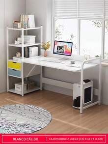 Muebles Escritorio Mesa De Madera Para Computadora 1.2metros - Blanco - Ver 1