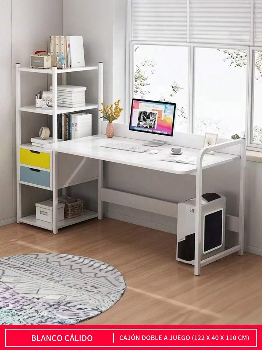 Muebles Escritorio Mesa De Madera Para Computadora 1.2metros - Blanco - Ver 1