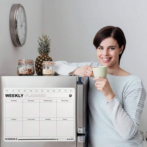 Quadro Branco Magnético de Calendário Apagável, Quadro de Recados Magnético de Adsorção Magnética Macia, Adesivos Magnéticos para Geladeira