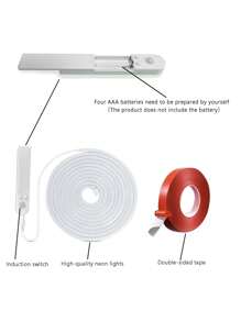 Luce segnapasso a sensore di movimento a LED, alimentata a batteria, striscia al neon a luce bianca calda, con porta USB, adatta per scale, corridoi, balconi, decorazioni per matrimoni, interni ed esterni, illuminazione per scale, design di illuminazione moderna, striscia al neon durevole, luce a LED per scale