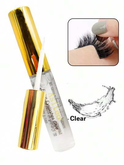 Asiteo 1 Piece 5ML Clear Color  Eyelash Glue Makeup Faux Mink Eyelashes Adhesive  Quick Dry Waterproof Long-Lasting Lashes Adhesive Faux Mink False Eyelashes Glues Lash Glue, Eyelash Glue