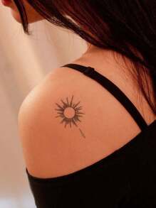 1pc Waterproof Temporary Tattoo Sticker, Beautiful Sun & Moon Design, Suitable For Fashion-Forward People