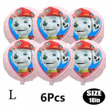 Paw Patrol Offiziell genehmigter 6er-Pack PAW Patrol Brave Adventure Suche und Rettung Hunde Thema Geburtstags Party Deko Ballon Set, 18 Zoll süßer Stadt Rettungshund Muster runder Aluminiumfolie Ballon Set, verschiedene Styles wählbar, Geburtstagsparty Wanddekoration, perfekt für Geburtstag Zeremonien Partywand Deko, Ballon Kombinations Dekorations Zubehör