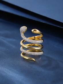 1pc Copper Material Fashionable Attractive Double Snake Design Unisex Ring, Suitable For Gift, Festival, Everyday Wear - 011145 - View 11
