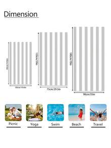 1条轻薄灰色条纹沙滩巾，超强吸水，加厚设计，适合旅行、海滩、泳池、浴室、露营、瑜伽等场合，成人适用。 - 彩色 - 查看 7