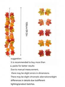4pcs-Artificial Maple Leaf Garland -Artificial Autumn Garland, Artificial Hanging Vine For , Halloween & Christmas Decor | Perfect For Home, Wedding, Fireplace Parties,Outdoor Decor For Garden & Lawn,Fall Garland Maple Leaf, Hanging Vine Garland, Artificial Autumn Garland For Thanksgiving Decoration, Home Wedding Fireplace Party Decor,Wedding Dinner Indoor Outdoor Party Decor - Multicolor - View 9