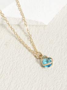 1pc Fashionable High-End Shiny, Elegant, Minimalist Heart & Water Drop Zodiac Birthstone Crystal Zirconia Pendant Necklace, Suitable For Daily Wear, Gift For Family And Friends