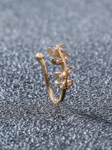 Tkool 1 Pc U-Shaped Micro-Inlaid Zirconia Branch Nose Ring, Fake Nose Ring Piercing Jewelry For Women