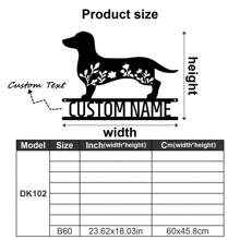 1 pieza Decoración de pared de arte de metal personalizable con salchicha dóberman con texto personalizado, silueta de perro con flores, cartel de metal para amantes de las mascotas, regalo personalizado para propietarios de perros, decoración colgante interior y exterior para amantes de los perros, regalos de Navidad, ornamentos, decoración del hogar, decoración de pared, decoración de habitación, decoración de la sala de estar, decoración de dormitorio, decoración de baño, decoración de cocina, decoración de la casa, regalos personalizados, regalos personalizados, decoración de jardín al aire libre