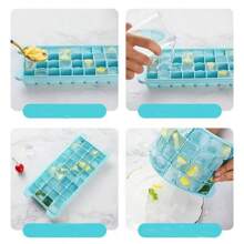 1pc Ice Cube Mold, Silicone Ice Cube Tray, Multi-Functional Thickened Household Ice Cream Mold With Detachable Lid, DIY Fruit Ice Cube Stackable Ice Cube Tray, Kitchen Tools, Summer Essential Ice Cube Tray