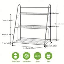 3 Tier Plant Ladder Metal Flower Shelf, Black Indoor And Outdoor Corner Plant Shelves, Home Organizer Shelf, Space Saving, Lightweight And Durable, Decorative Flower Pot Stand.
