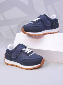 Kids' Color Splicing Athletic Shoes, Boys/Girls Campus Student Shoes With Magic Tape, Running Shoes, Casual Sneakers