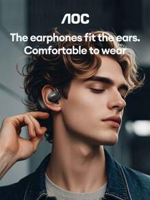 AOC Écouteurs Bluetooth AOC ACD2504, style tour d'oreille, son de haute qualité, longue durée de vie de la batterie, affichage LED de l'alimentation, faible latence pour le jeu, avec cordon, portable, convient pour les affaires, les réunions, les sports, compatible avec les smartphones et les ordinateurs