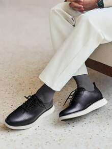Men Fashion Dress Sneakers Oxfords Classic Casual Shoes 2.0 - 黑白 - 查看 3