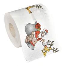 1 Piece Christmas Print Toilet Paper Roll - White Paper, Santa Claus Theme Decorative Home Decor, Holiday Gift For Restaurant Cafe - Multicolor - View 10