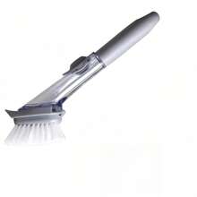 Long Handle Kitchen Cleaning Brushwith Refillable Detergent Reservoir &Replaceable Heads-Multi-SurfaceScrubber For Pots, Pans, Dishes, SinksCountertops,Stovetops,Backsplashes,Non-Scratch Cookware& Appliances