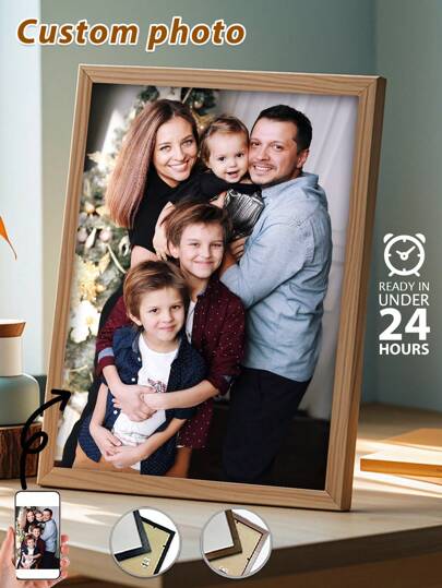 1 Pc, Framed, Custom Canvas Painting, Personalized Photo Poster, HD Printing, Preserving Memories, Father's Day Gift, Saving Beautiful Moments, Birthday Party, Anniversary, Unique Perfect Art Gift