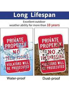 1pc Private Property No Trespassing Sign, Video Surveillance Signs Outdoor, UV Printed Rust Free Aluminum 12 X 8 In, Security Camera Sign For Home, Business, Driveway Alert, CCTV - Private Property-4 - 查看 3