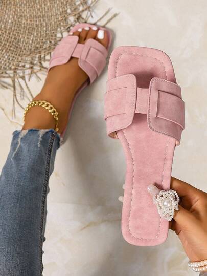 Korean Style Casual Flat Slippers Women, Open Toe Summer Outdoor Braided Roman Sandals, Fashion French Style Ladies Dress Beach Flip Flops