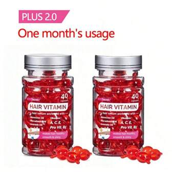 40 粒护发精华胶囊，头发维生素精华胶囊，富含 A C E Pro B5、摩洛哥坚果油、牛油果油，男女通用护发素，无需冲洗，适用于所有发质