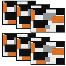 4/6 Stücke Set rote, graue, schwarze, weiße geometrische quadratische lebendige moderne kreative Tischsets - hochwertiges Leinenmaterial, leicht zu reinigen, geeignet für Küche, Esszimmer Dekoration, Feiertags-Tischdekoration, Heimdekoration - Rot - Übersicht 27