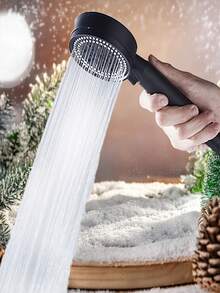 三件套高压淋浴喷头套装（喷头/软管/支架）：5种喷淋模式，强劲水流，家用浴室淋浴喷头，小巧硅胶喷嘴，高/低压调节，免钻孔壁挂式设计。返校季浴室配件 - 彩色 - 查看 5