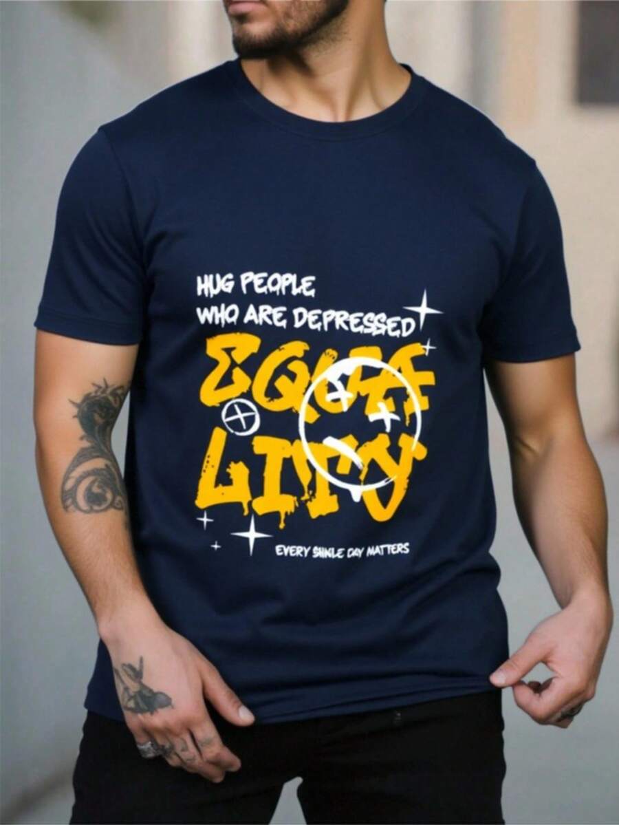 King T-shirt 男士T恤 - 藏蓝色 - 查看 1