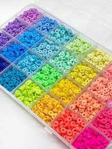4200 hạt gốm để làm vòng tay, 28 màu sắc khác nhau, hạt đất sét polymer tròn dẹt, thích hợp để làm đồ trang sức, cho bé gái - Nhiều màu - Xem 10