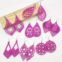 Set de 7 pares de aretes de madera con borlas en estilo bohemio, adecuados para fiestas, salidas y uso diario, primavera/verano, regalo para mujeres