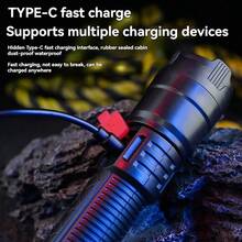 Inside The Bars, Rechargeable Flashlight, Super Bright LED Flashlight, Bright High Lumens Flashlight For Hiking, Camping, Emergency. (Black) - Multicolor - View 6