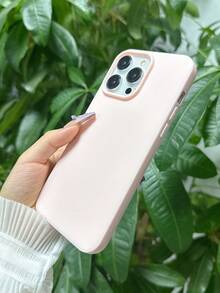 1pc Solid Color Light Pink Phone Case Compatible With IPhone 16 Pro Max, 11/12/13/14 Plus, 7/8 Plus, XR/7/8 Plus, 15 Pro Max, Shockproof Protective Cover Waterproof Anti-Fall Scratch Resistant Spring Pastel - Baby Pink - View 5