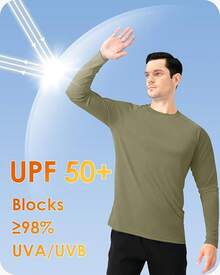 Boladeci Men's UPF 50 Sun Protection UV SPF Shirts Long Sleeve Lightweight Quick Dry Swim T-Shirts Rash Guard - Cyan Kusam - View 2