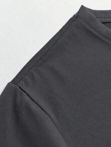 Men's Casual Slogan Print Short Sleeve T-Shirt, Grey, Versatile For Summer